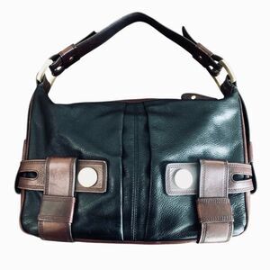 Vintage Michael Kors Harness Black & Brown Leather Shoulder Bag